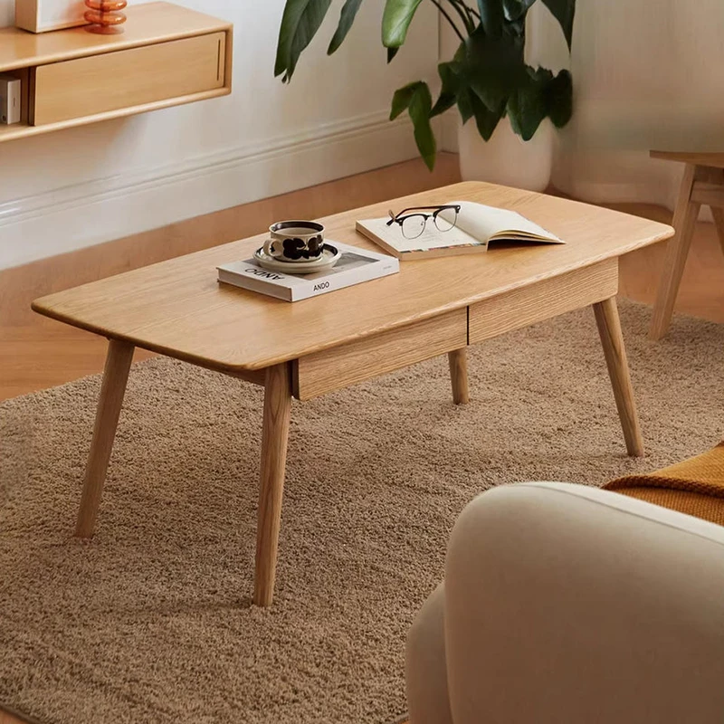 manna oak rectangular coffee table drawers
