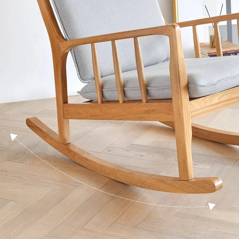 manna oak rocking chair curved runner base detail