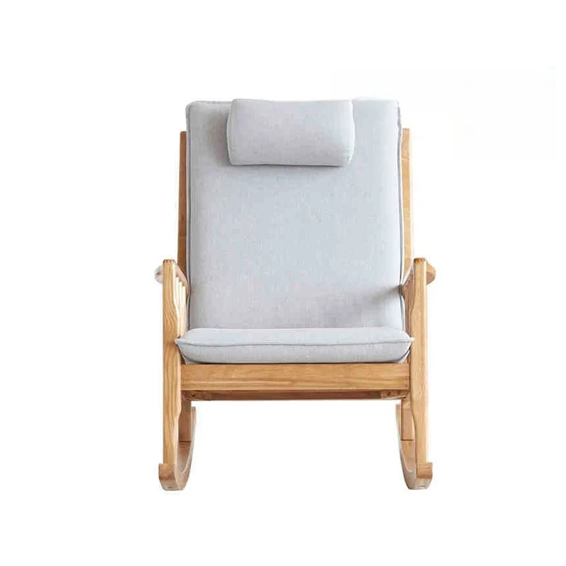 manna oak rocking chair grey cushion front view