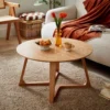 manna oak round coffee table cross base living room