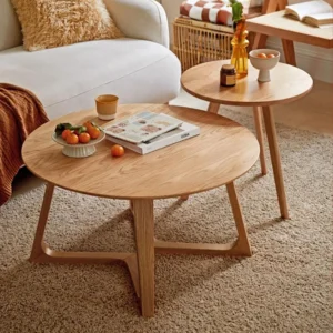 manna oak round nesting coffee tables living room