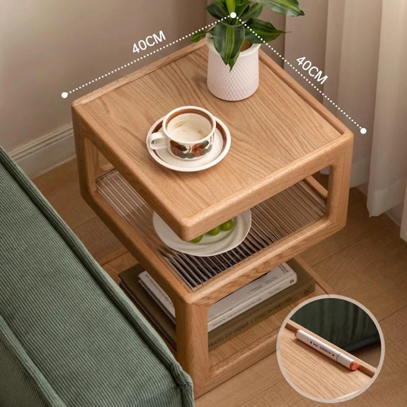 manna oak s shaped side table dimensions