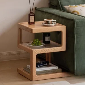 manna oak s shaped side table sofa living room