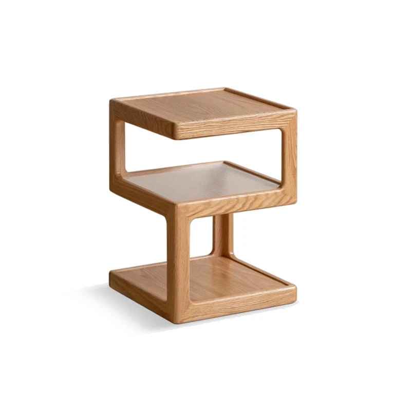 manna oak s shaped side table white background