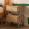 manna oak serving bar cart chrome wheels nightstand