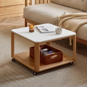 manna oak white top square coffee table wheels