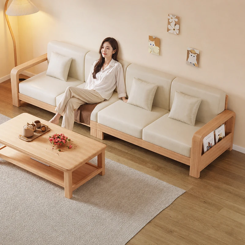manna solid wood 4 seater sofa living room lifestyle