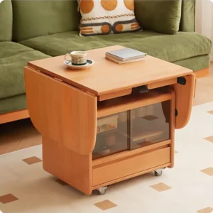 manna solid wood folding drop leaf coffee table wheels
