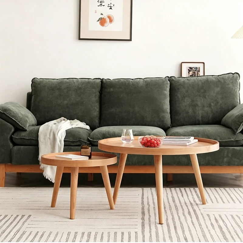 manna solid wood nesting coffee tables green sofa