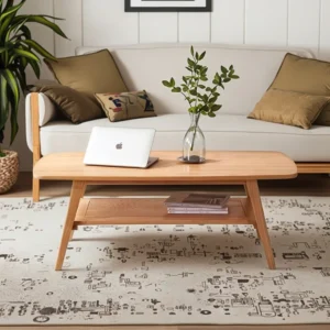 manna solid wood rectangular coffee table shelf