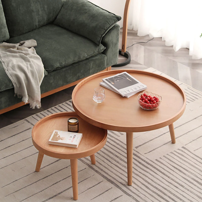 manna solid wood round nesting coffee tables
