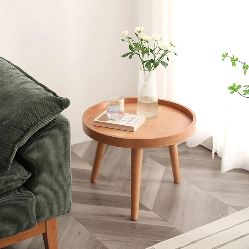 manna solid wood round tray side table