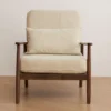 manna walnut accent chair beige upholstered front view