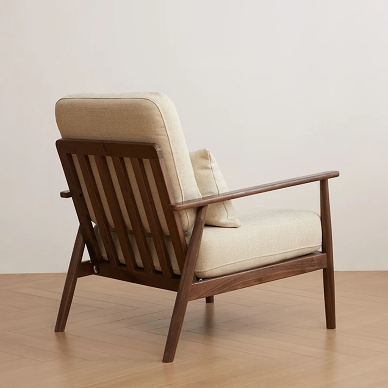 manna walnut accent chair slatted backrest rear view