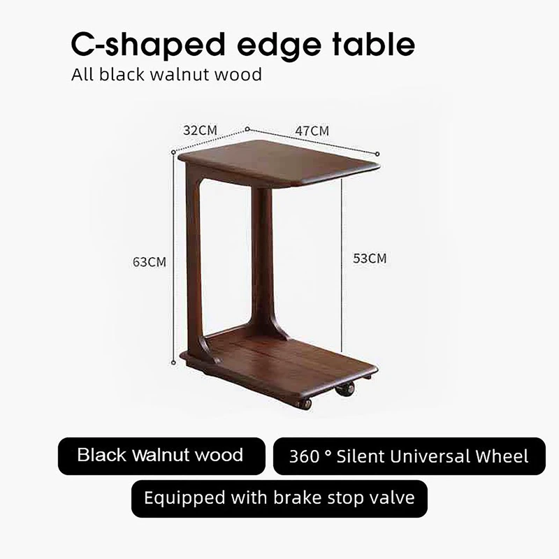 manna walnut c shaped side table dimensions spec