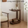 manna walnut c shaped side table wheels living room