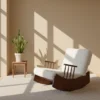 manna walnut rocking chair boucle fleece living room