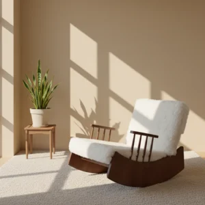 manna walnut rocking chair boucle fleece living room