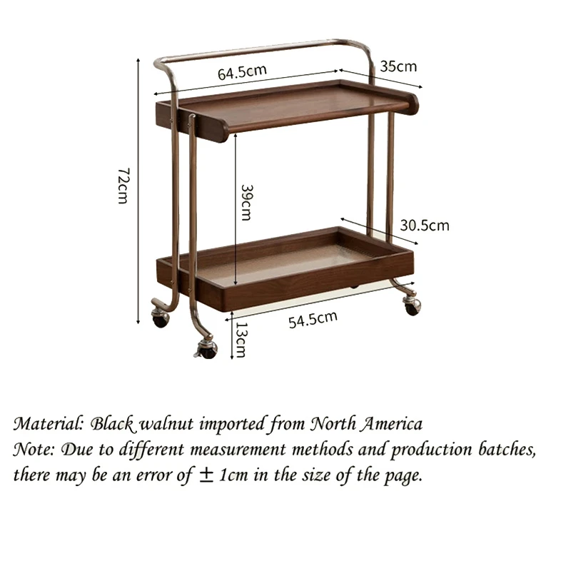 manna walnut serving bar cart chrome frame dimensions spec