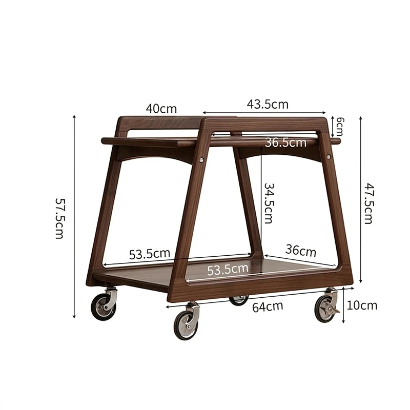 manna walnut serving bar cart dimensions spec