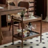 manna walnut serving bar cart glass top dining room manna walnut serving bar cart glass top dining room