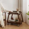 manna walnut serving bar cart wheels armchair