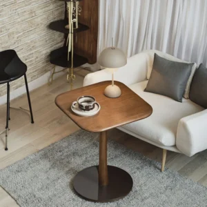 manna walnut square accent side table sofa corner view