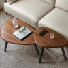 manna walnut triangle nesting coffee tables top view