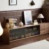 manna walnut tv stand storage coffee bar setup manna walnut tv stand storage coffee bar setup