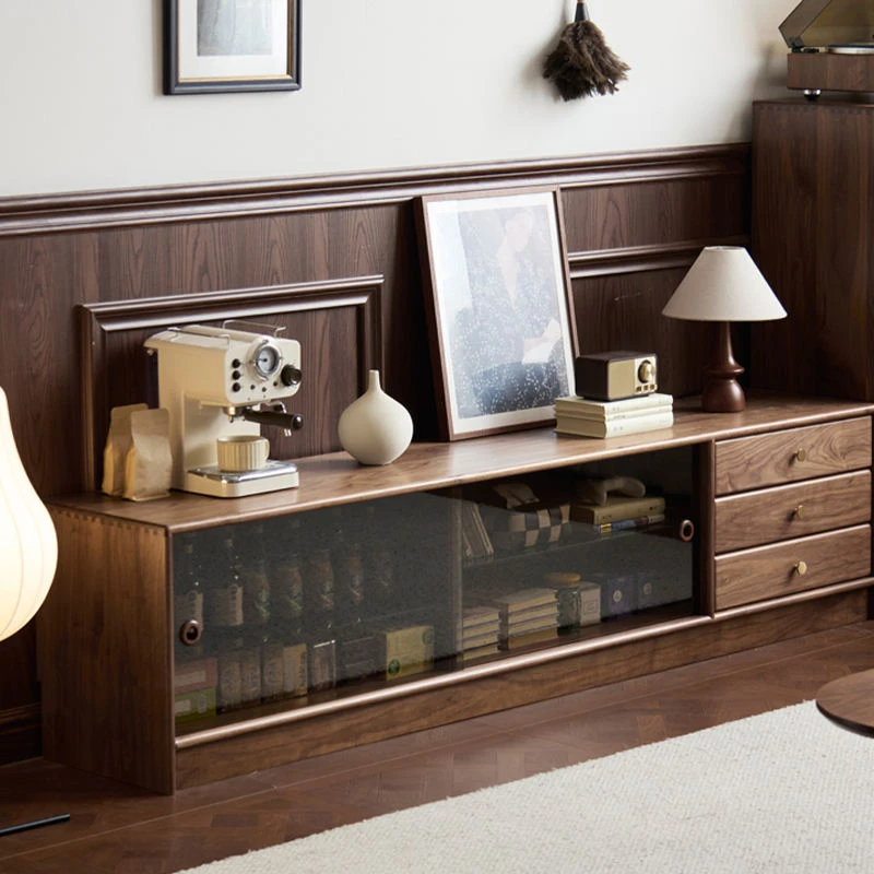 manna walnut tv stand storage coffee bar setup manna walnut tv stand storage coffee bar setup