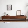 manna walnut tv stand warm lighting living room setup