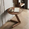 manna walnut z shaped round side table living room
