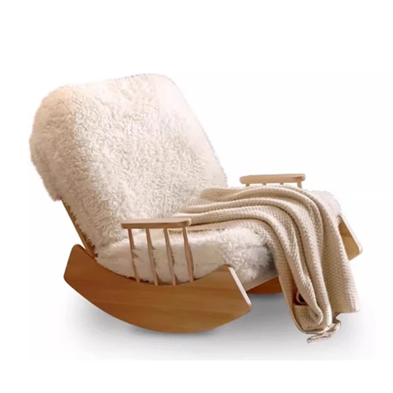 manna wood rocking chair boucle sherpa fleece