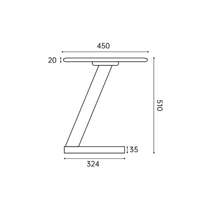 manna z shaped round side table line drawing spec