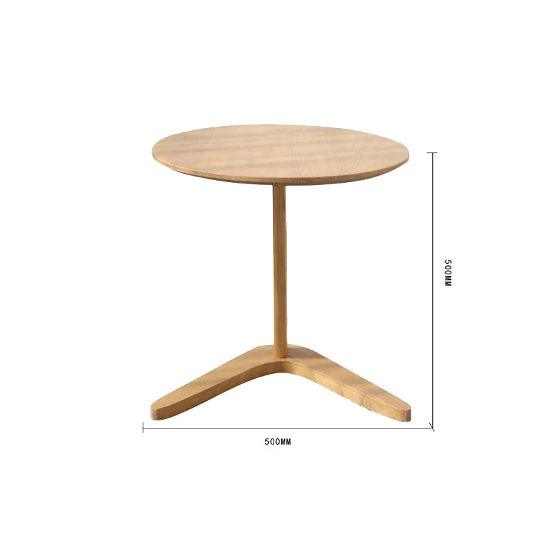 mannaharmony-home-solid-white-oak-round-end-table-size-specification MannaHarmony Home solid white oak round end table with dimension mark, solid wood side table for home & hotel B2B wholesale