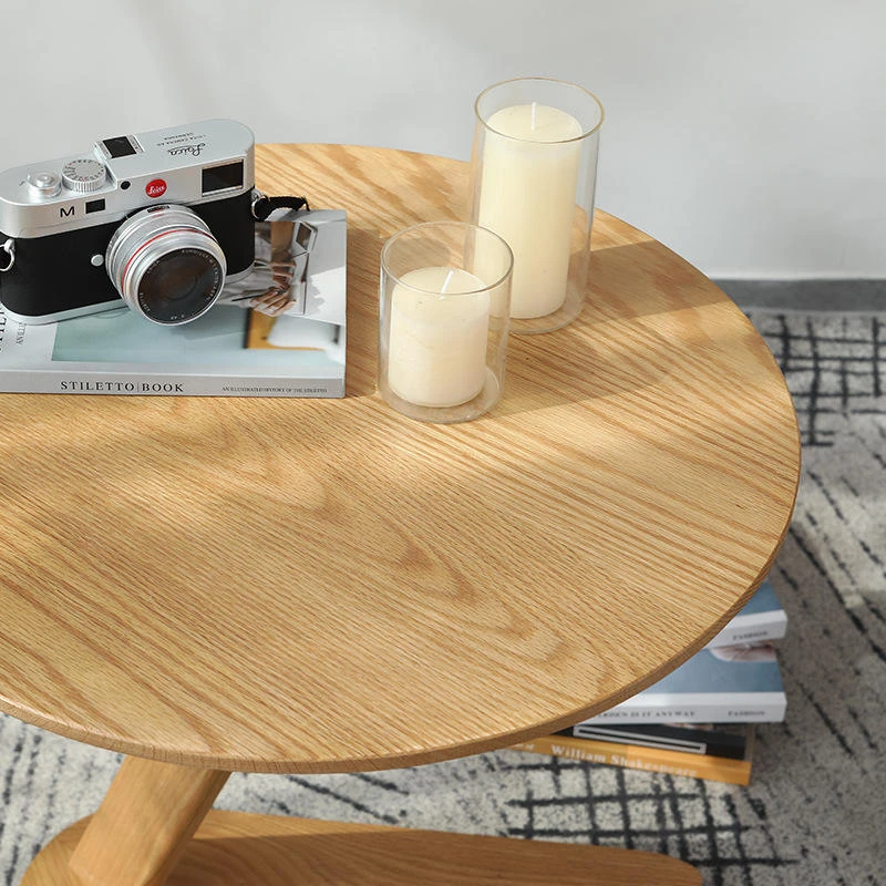 mannaharmony-home-solid-white-oak-side-table-tabletop-grain-closeup MannaHarmony Home solid white oak tabletop natural grain detail, sturdy solid wood living room side table