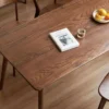 Close-up view of clear natural grain texture and smooth rounded safety edges on a solid wood table top.