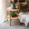 oak round side table 2 tier living room