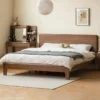 walnut-bed-frame-baseboard-gap-fitting-design Baseboard-friendly design of walnut bed frame leg allowing flush fit against the bedroom wall.