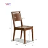 manna-black-walnut-dining-chair-dimensions-spec Size drawing of a black walnut dining chair showing 86cm total height, 43cm seat height and seat dimensions.