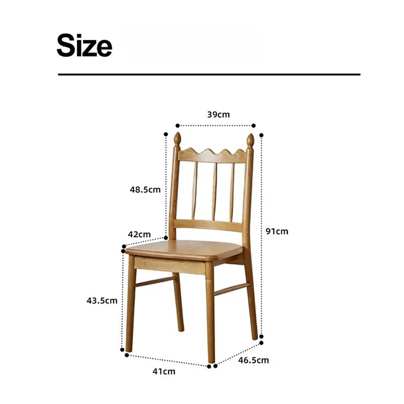 manna-cherry-dining-chair-spindle-back-dimensions-spec Line drawing size chart of a cherry wood spindle back dining chair showing 91cm height and 43.5cm seat height.