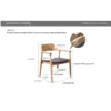 Dimension drawing of a solid oak armchair with 77cm total height, 44cm sitting height and 63cm total width.