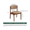 Seat dimensions diagram of a black walnut dining chair with beige ecological leather upholstery and 77cm back height.