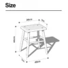 manna-walnut-square-stool-dimensions-spec Line drawing size guide of a walnut square stool showing 39cm seat width, 44cm height and 40cm leg span.