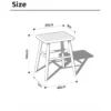 manna-walnut-square-stool-size-chart Technical size drawing of a walnut square stool showing a 44cm height, 39cm top and 32cm base width.