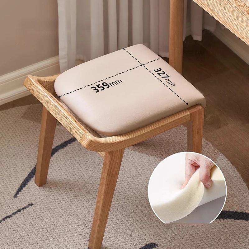Ash stool seat size and soft foam cushion close up detail view