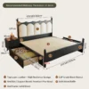 Black walnut bed dimensions diagram showing the drawer layout