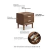 Black walnut nightstand material structure diagram with labeled panels