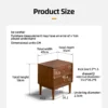 Black walnut nightstand product size dimensions chart drawing