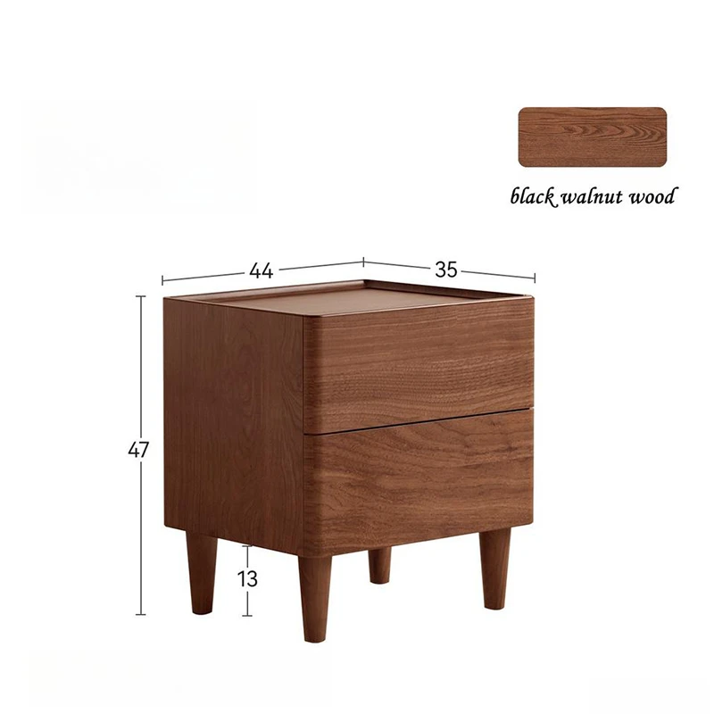 black-walnut-nightstand-size-measurement-detail Black walnut nightstand size measurement detail with 44 by 35 by 47cm sizes